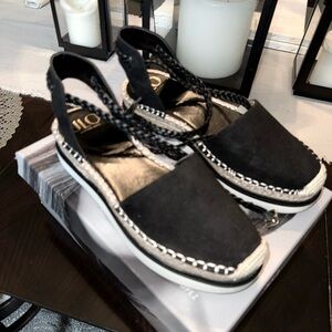 Black Espadrilles with Woven Detail